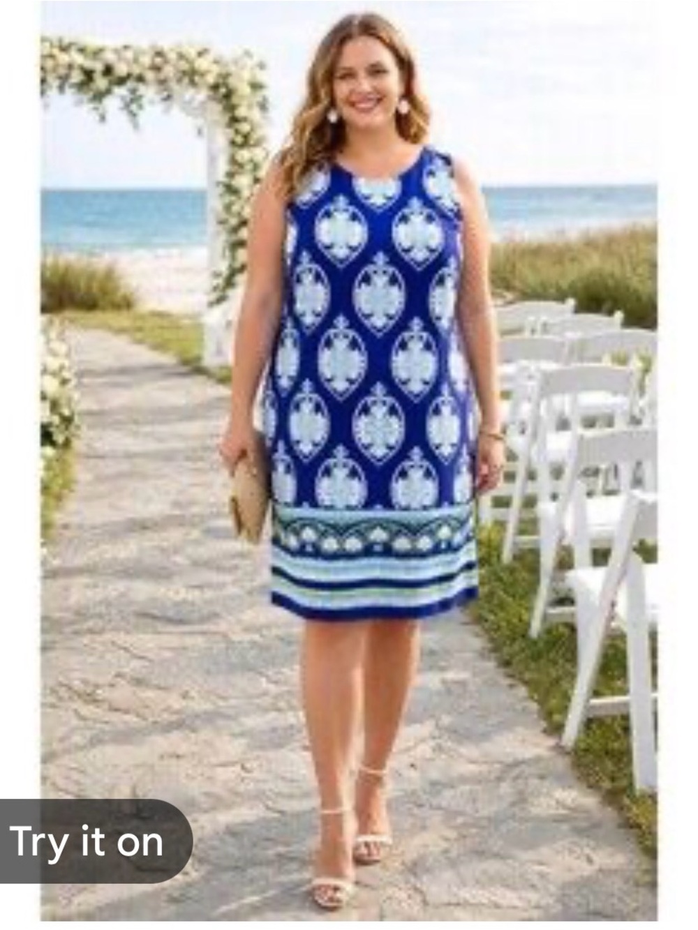 madison leigh Royal Blue Sleeveless Printed Mini Dress